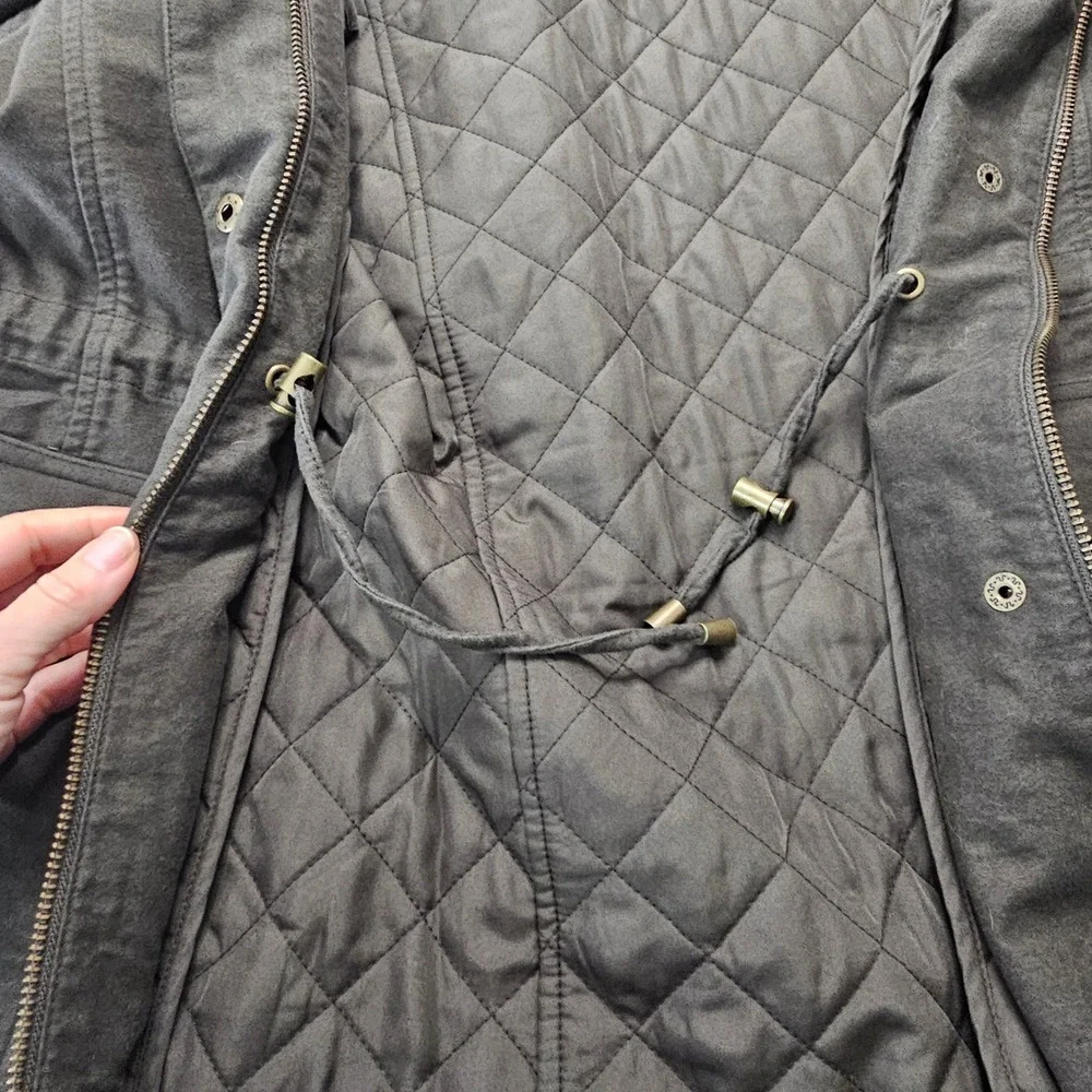 J. Jill Field Jacket XL Brown Removable Quilted Lining Utility Outdoor Barn Coat